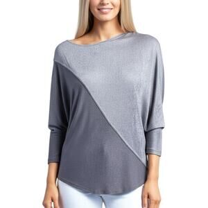 Laila Jayde Platinum Gray Half Moon Dolman Boatneck Top NWT Size Large